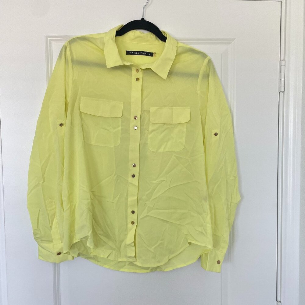 Ivanka Trump Lime Green Button-Up Blouse – Women’s Size Large Career Top